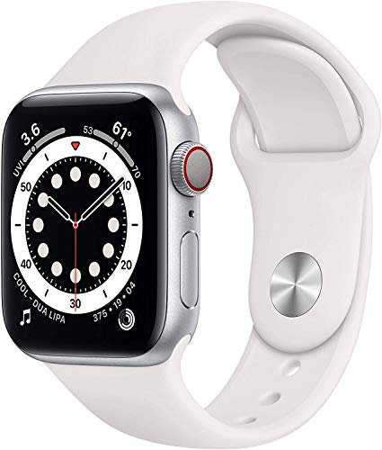 Apple Watch Series 6 (GPS + Cellular, 40MM) - Silver Aluminium Case with White Sport Band (Renewed)