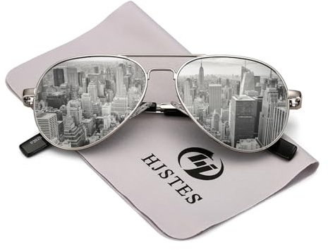 HJSTES Polarized Kids Aviator Sunglasses for Girls Boys Classic Juniors Glasses UV400 Protection Lens,52mm(Silve/Silve Mirror)