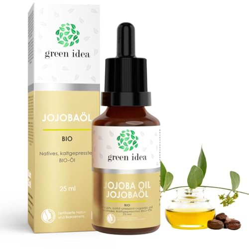 Green idea - Gesichtsöl für Haut, Haare und Gesicht | Glas-Flasche mit pipette | Natrue-Zertifikat - 25 ml (25 ml, Jojobaöl)