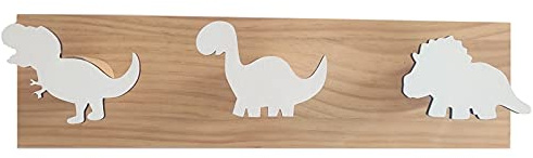 KOKSII Appendiabiti da Parete per Bambini Dinosauro Appendiabiti nel Legno per Porta per Ragazzi Camera da Letto Nursery Giochi Decorazioni -Bianca