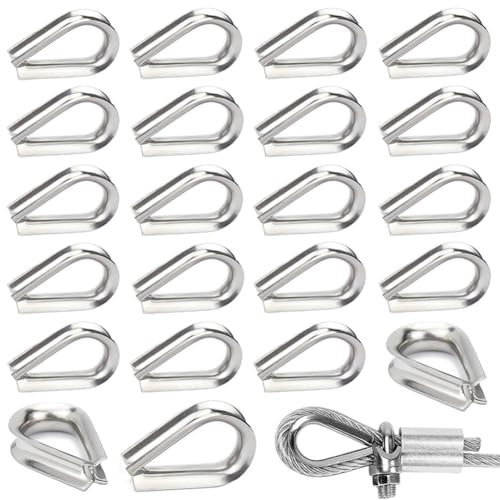 30 Pezzi Fune Metallica Ditale M6 Ditali in Acciaio Inox 304 Anello di Fissaggio del Manicotto Della Fune Metallica per Cavo Acciaio da 6mm Diametro