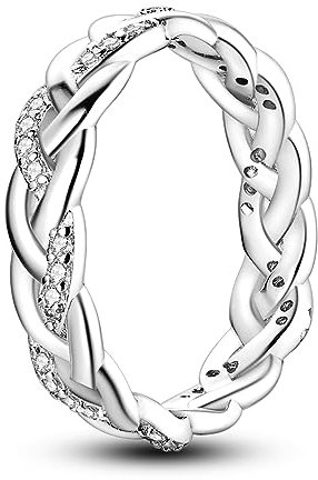 NARMO 925 Sterling Silver Ring for Women Twisted Infinity Knot Cubic Zirconia Simple Plain Stackable Rings Size 9
