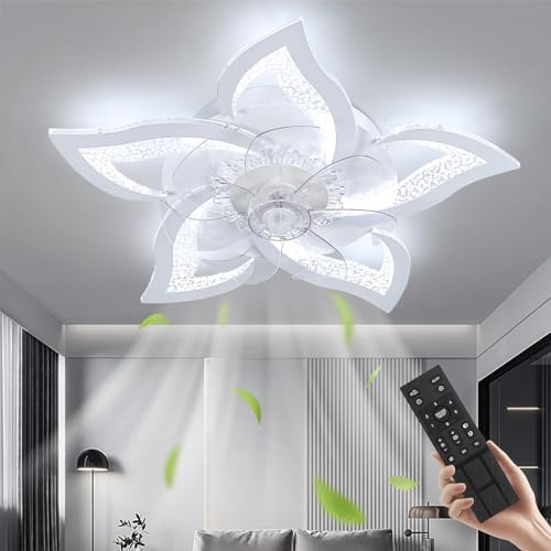 CANEOE LED Deckenventilator Mit Beleuchtung, 80W Modern LED Deckenleuchte Mit Ventilator, Leise Reversibel mit Fernbedienung und APP Dimmbare Lampe mit Ventilator für Wohnzimmer Schlafzimmer (Weiß)