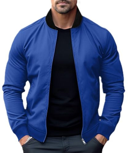 Herren Pullover Langen Ärmeln Sweatshirt Rollkragen Mit Reißverschluss Pullis Hoodie Top Tshirt Komfortabel Unterhemd Langarmshirt Draussen Sweater Wärme Thermo Oberteil Sweatjacke (Royal Blue,XL)