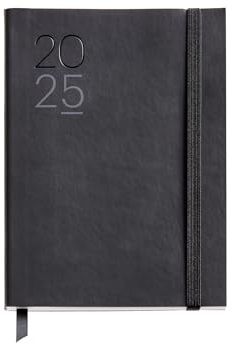 Miquelrius - Agenda 2025, 122 x 168 mm, dagskalender, flexibelt omslag av liknande insytt läder, papper 80 g/m², spanska, engelska och portugisiska