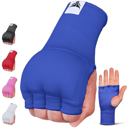Mytra Fusion Inner Gloves Elastic Quick Easy Gel Padded Boxing Hand Wraps for Men & Women Boxing Wraps for MMA, Muay Thai, Kickboxing, Punching and Martial Arts (Blue, L/XL)