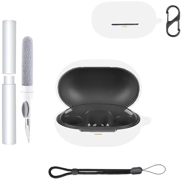 Silikon-Schutzhülle für SoundPeats Clip1 Earbuds, wasserdicht, stoßfest, Kratzfest, abwaschbar, mit Reinigungsstift und Aufhängeclip,Weiß