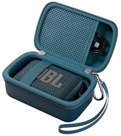 ProCase Hard Travel Case for JBL Go 5/4/3/Go 3 Eco Ultra -Blue | Water-resistant Portable Carrying Box for JBL Mini Speaker and Accessories, Storage Bag with Mesh Pocket & Wrist Strap