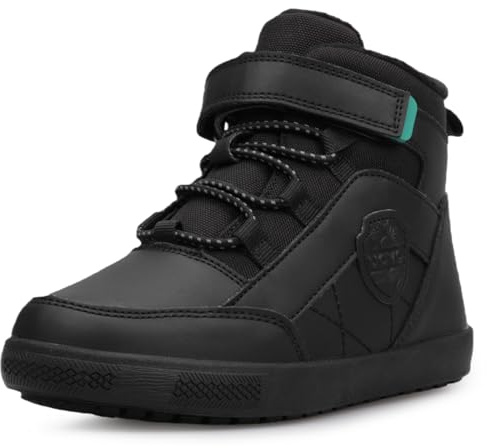 UOVO Boys Winter Boots Warm Snow Boots Outdoor Walking Shoes with Water-Resistant Upper, Non-Slip Rubber Sole, Fleece Lined, Easy Hook & Loop Closure, Black Size 13 UK Child 32EU