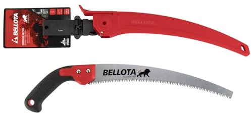 Bellota 450BIMR13, Serrucho de poda León con hoja curva de 13, dentado japonés y mango de bimaterial recto. Incluye funda