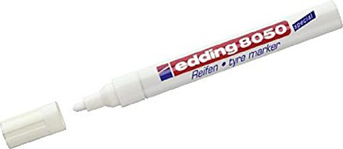 Edding 8050 Permanentmarker, 10 Stück (S), weiß, blau, rot, 4 mm, Rundspitze, Gummi- und Reifenoberflächen, Whiteboards