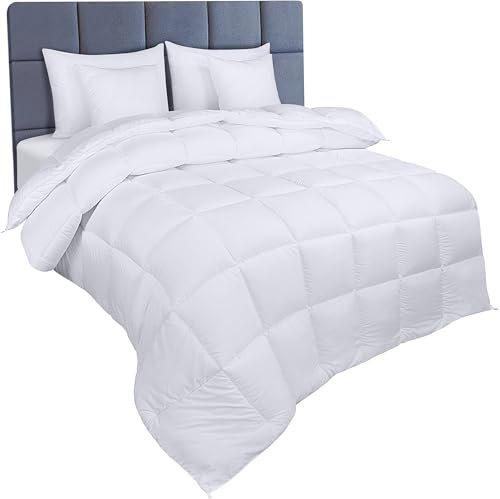 Utopia Bedding Invernale Piumone - Piumino Letto Matrimoniale - Trapunta Matrimoniale 100% Microfibra in Fibra Cava (Bianco, 230 x 220 cm - 350 gsm)