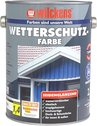 Wetterschutzfarbe 2,5 l Farbe Schwedenrot ca. 25 m² Holzfarbe Innen Außen Wilckens Deckfarbe