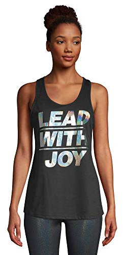 Zumba Loose Graphic Print Dance Tank Active Workout Tops for Women, Bold Black E, S