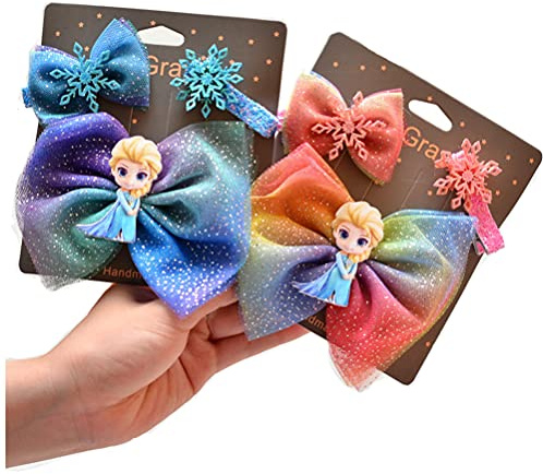 Frozen Princess Hair Clips Girls Hair Accessories Bow Barrettes Clips Glitter Hair Barrettes Accessories Snowflake Barrettes (NO.3)