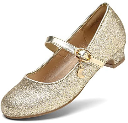 DREAM PAIRS Ballerinas Mädchen Mary Jane Flache Schuhe Ballerinas Prinzessin Schuhe Kommunionschuhe Schulschuhe Gold 36 KFL219
