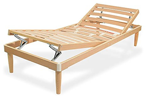 SomnusSana Rete a Doghe in legno di faggio Alzata testa piedi manuale Letto Singolo 80x190 H 32cm
