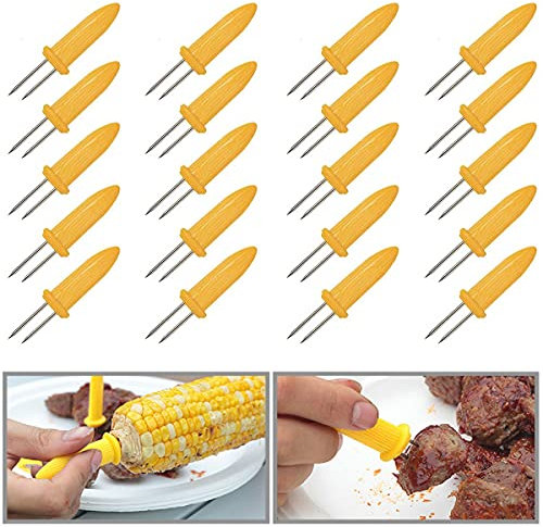 20 PCS Maiskolbenspieße, Maiskolbenhalter Grillzubehör Edelstahl Maishalter Maiskolben Nadel Schaschlikspieße Food Fruit Forks Outdoor