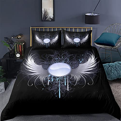 RFFLUX 3D Flügel Engel Spiegel Bettwäsche Set 135x200 cm 2teilig mit Reißverschluss Weiche und Angenehme Schlafkomfort Microfaser Bettbezug Kinderbettwäsche mit Kissenbezug 80x80 cm