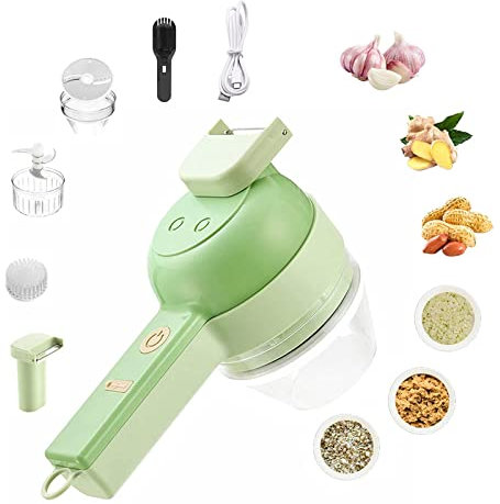4 In 1 Handheld Electric Vegetable Cutter,Set Portable Vegetable Chopper, Mini Vegetable Cutter With Brush Wireless Electric Garlic Mud Masher Vegetable
