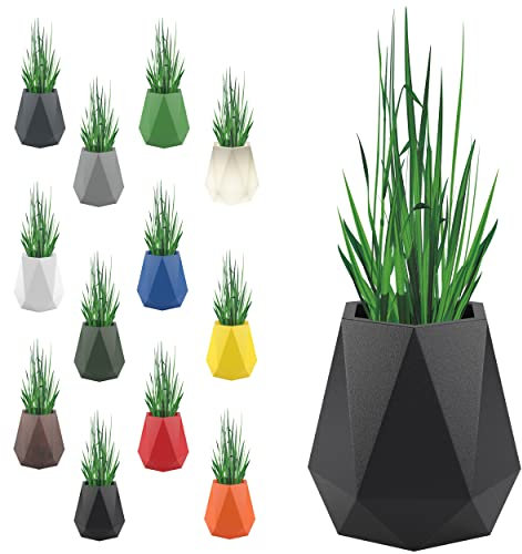 Monumo®️ Deko Groß Pflanztopf XXL mit Innenkasten wetterfest, Blumenständer für Garten & Balkon, moderner Blumenvase, Blumenkübel (Flavi, Schwarz)