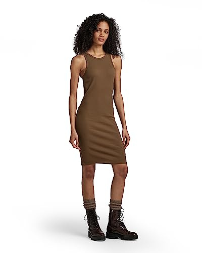 G-STAR RAW Dam tank slim wmn casual klänning, brun (regn trum D22842-D289-D307), S, Brun (Rain Drum D22842-d289-d307), S