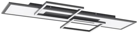 Lucande LED Deckenleuchte Narumi dimmbar mit Leselampe (Modern) in Schwarz aus Metall (1 flammig,) - Lampe Deckenlampe Wohnzimmerleuchte