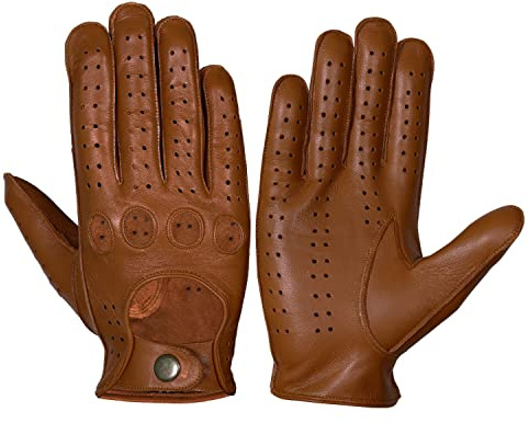 WASPRO Echtlederhandschuhe, Reines Leder, Modehandschuhe aus Lammfell, Lederhandschuhe, Motorradhandschuhe, Knöchel-Fit Handschuhe