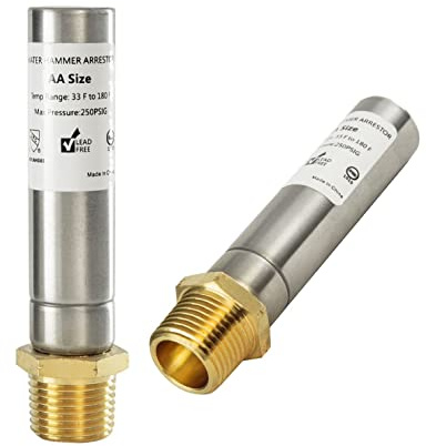 2-Pack EFIELD MH-131, 1/2-Inch MIP Thread Stainless Steel Water Hammer Arrestor for Potable Water Plumbing Application