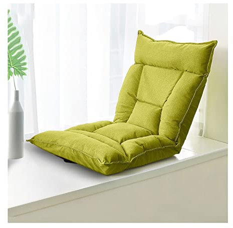 XLIHAWY Floor Lazy Sofa Stuhl, 5 Winkel Einstellung Folding Chaise Lounger, Büro Schlafzimmer Gepolstert Recliner Sofa Zum Lesen Spielen Meditieren (Farbe : Green-A, Größe : 58x55x60cm)