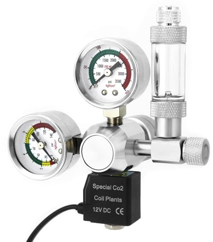 QWORK Aquarium CO2-tryckreducerare dubbel mätare display med bubbelräknare och kontrollventilsystem (W21.8-gränssnitt)