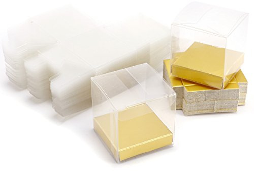50tlg Kraftpapier Geschenkboxen Geschenkschalten Gastgeschenk Boxen Set f. Kleinigkeiten, Schmuck, kleine Süßigkeiten 5x5x5cm (klar)
