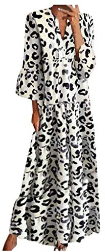 Damen Kleider Sommer: Leicht Luftig Festlich Große Größen A Linie Boho Kleid Strandkleid Schick mit Blumen Curvy Elegant Sommerkleid Blusenkleid Maxi Kurzarm Lang Sexy Freizeitkleid Maxikleid