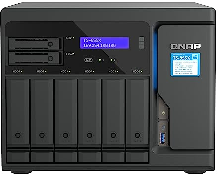 Qnap TS-855X-8G | 8-Bay, Intel Atom 8-Core, PCIe Gen3, 10 Gigabit NAS Schwarz