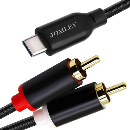JOMLEY USB C to Dual RCA Cable, RCA to USB TYPE C Splitter Adapter Cable, USBC to 2 RCA Y-Splitter Stereo Cable for Laptop, Smartphone, Home Theater, DVD, Amplifier, Speaker, Mixing Console Mixer - 1M