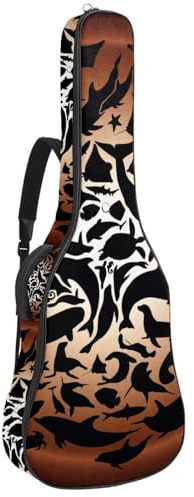 Eslifey Akustische Gitarre Tasche Bunte Weihnachtsbaum Blätter Muster Verstellbarer Schultergurt Gitarre Fall Gig Bag 40 41 42 Zoll, Farbe 4, 42.9x16.9x4.7 in