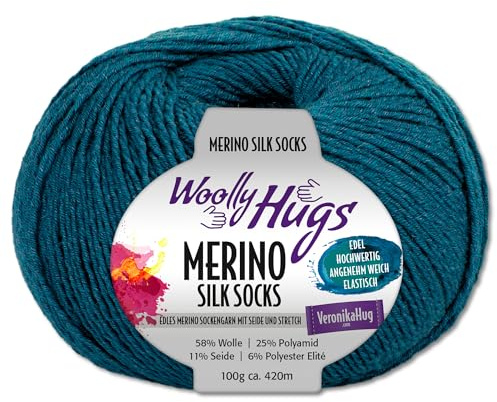 Frida's Wollhaus Woolly Hugs 100 g Merino Silk Socks Sockenwolle Sockengarn Strümpfe 15 Farben (266 | Smaragd)
