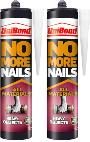 UniBond No More Nails All Materials Heavy Objects Construction Grab Adhesive, High Strength Bonding, No Nails Required, White, 440 g Cartridge (Pack of 2)