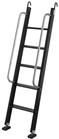XDLYWUZIQ 5-Stufen-Etagenbettleiter Aus Edelstahl, Dachbodenleiter Für Hochbett, Ersatzleiter Für Verstellbare Twin-Climb-Leitern (Farbe: Schwarz, Größe: 170 Cm/67 Zoll Im 5. Stock),Black
