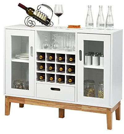 MOOWI Weinschrank Holz-Weinlagerschrank, multifunktionales Heim-Weinlager, Sideboard, Konsole, Buffet, Weinschrank, Weinregal mit Schublade Barschrank