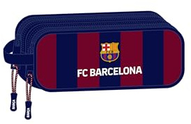 Safta F.C. Barcelona Doppelmäppchen für Kinder, ideal für Kinder im Schulalter, bequem und vielseitig, Qualität und Widerstandsfähigkeit, 21 x 6 x 8 cm, Marineblau/Granat, Marineblau/Granat, Estándar,