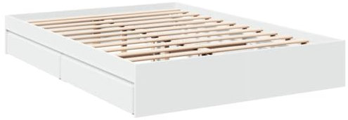 vidaXL Estructura Cama con cajones Madera ingeniería Blanca 150x200 cm, armazón de Cama, Cama, Base de Cama, armazones de Cama, Cama Doble