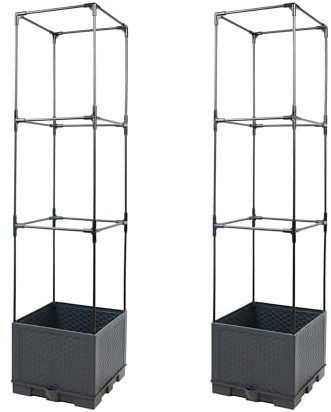 Sunnyglade Lot de 2 jardinières surélevées avec treillis, 111,8 cm, treillis à tomates pour diverses plantes grimpantes, légumes, cadre amovible pour extérieur et intérieur
