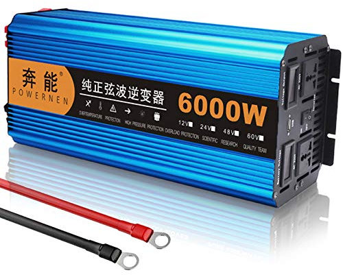NOTCARE Onda sinusoidal Pura, generador de Emergencia para Exteriores, inversor de Corriente de 3000W 6000W, convertidor de Coche de 12V/24V CC a 220V CA