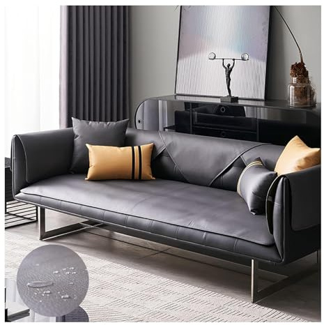 HonunGron Leder Sofabezug 1 2 3 4 Sitzer, rutschfest Sofa Überwurf, Universelle Wasserdicht L Form Sofa Abdeckung, Sofaüberwurf Sofaschoner für Hunde, Katzen, Haustiere (Schwarz,70x150cm)