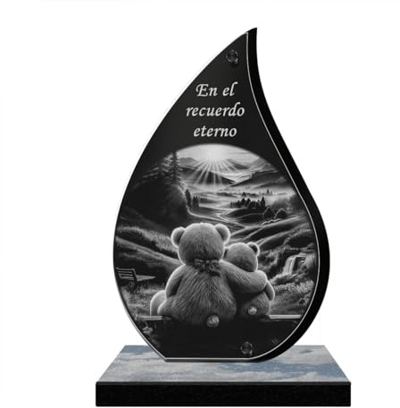 ETERNEL - Personalisierte Grabplatte Schimmer - Bären Foto und personalisierbarer Text, lasergravierte Grabplatte für Hommage, Grabstein, Bestattung, Zeremonie, Gedenken