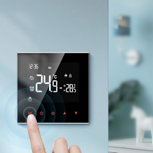 HOHOVYVY Smart Thermostat，LCD touch Screen Zyklus Programmierung Wasser Fußbodenheizung Elektrische Heizung Wand-gehängt(Without wifi-3A plumbing)