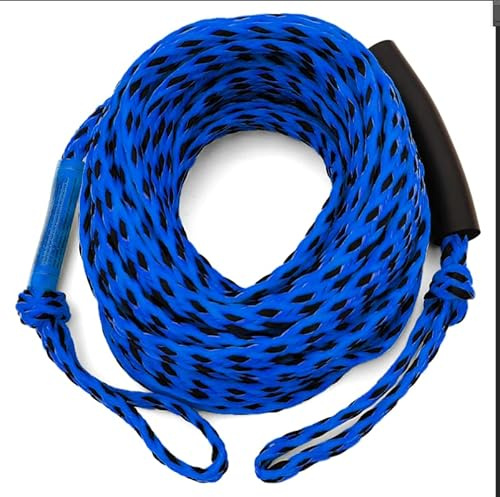 Boat Tow Rope for Tubes Boating, 3K 60FT 1-3 Riders Ski Skiing Heavy Duty Tube Thick Ropes with Floating Foam for Tubing Float Water Wakeboard Towable Tube Blue and Black