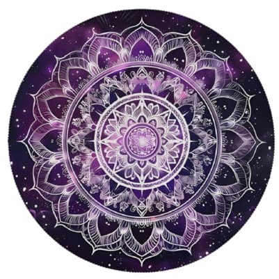Lot de 1 napperon rond motif mandala bohème violet ethnique pour assiettes, vaisselle, sets de table antidérapants et lavables pour la maison, la cuisine, la salle à manger