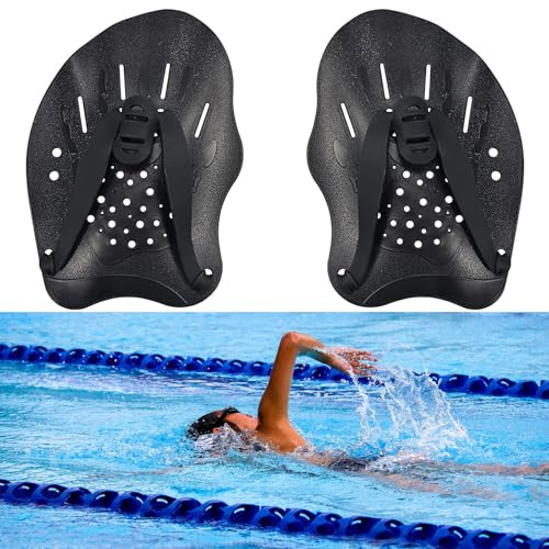 Pala de Mano para Natación con Correas Ajustables, Ayuda al Entrenamiento de Fuerza, Equipo de Ejercicios para Piscina, Accesorio de Entrenamiento de Brazo